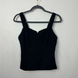 Cabi black Ponti knit cropped tank top with v notch at chest